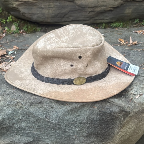 OUTBACK SURVIVAL GEAR DISTRESSED  BONE LEATHER COWBOY HAT - S - NWT ! 🤠 - Picture 4 of 9